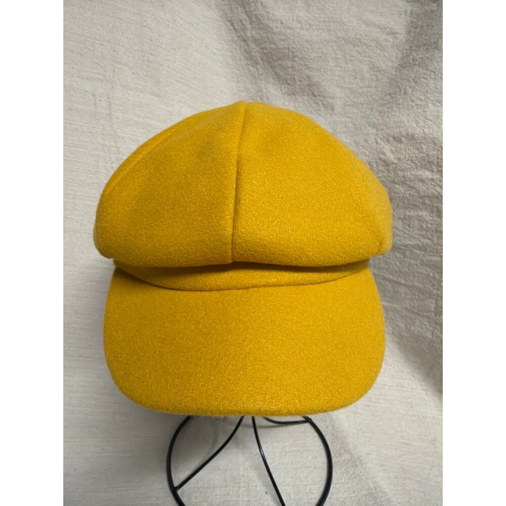 Yellow Wool Newsboy Cap Womens Baker Boy Hat Cabbie Winter One Size Adjustable